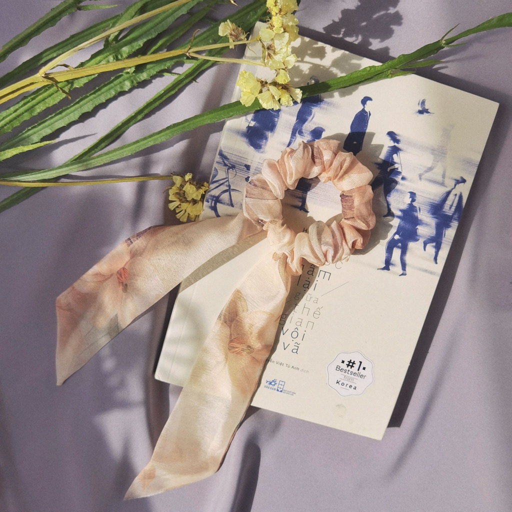 Dây Buộc Tóc Scrunchies AlittleMORE Ruy Băng Tơ Hoa Hàn Quốc Cao Cấp Nàng Thơ Dễ Thương Cột Tóc Đẹp