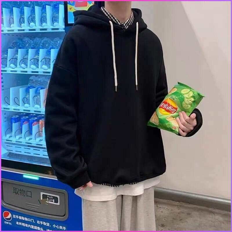 Áo Hoodie Trơn Nam Nữ Mặc Cặp Dáng Rộng Loại Đẹp Màu Đen Trắng HD101