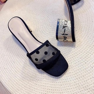 Guốc Đen Nữ Chấm Bi Siêu Dễ Thương - Cao 5 phân.