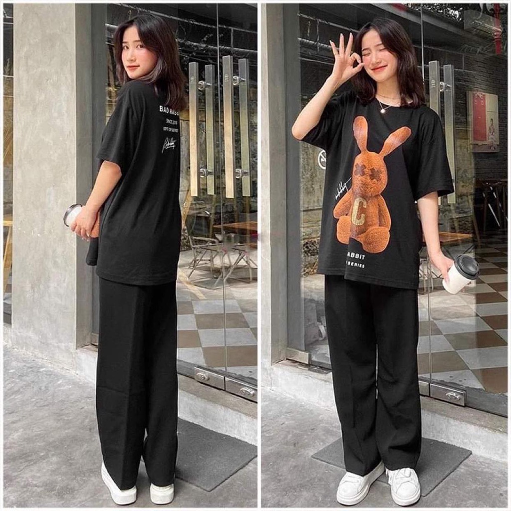 Áo Thun Tay Lỡ Phông Unisex Nam Nữ Chất Premium Cotton Oversize Form Rộng In Hình Thỏ Nâu Bad Rabbit.