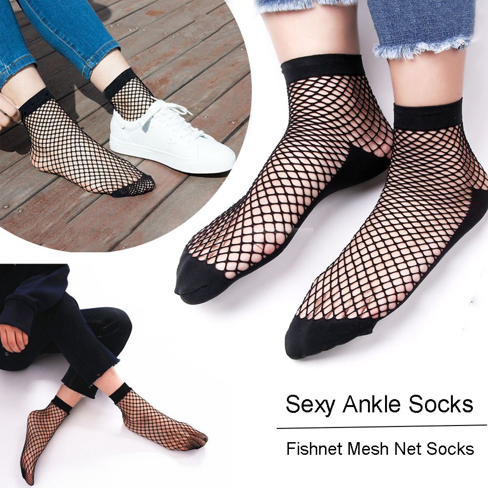 Vớ lưới cổ cao màu đen thoáng khí thời trang quyến rũ cho nữ