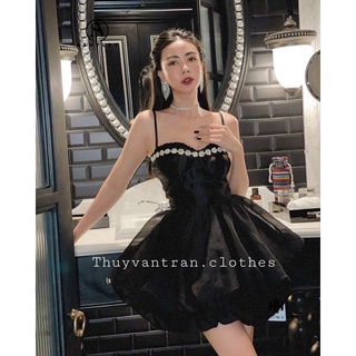 Đầm Ashley hai dây đính đá cao cấp