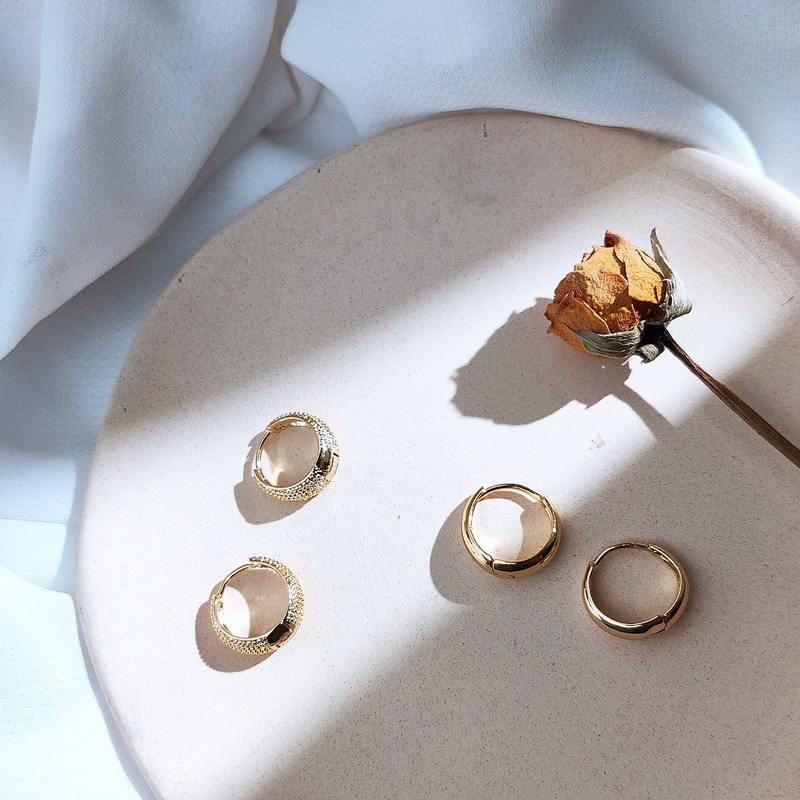 Khuyên Tai Tròn Mạ Vàng 14K Đơn Giản