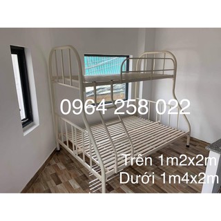 Giường Tầng Khung tròn- trên 1m2x2m dưới 1m4x2m - freeship hcm (hình chụp thật)