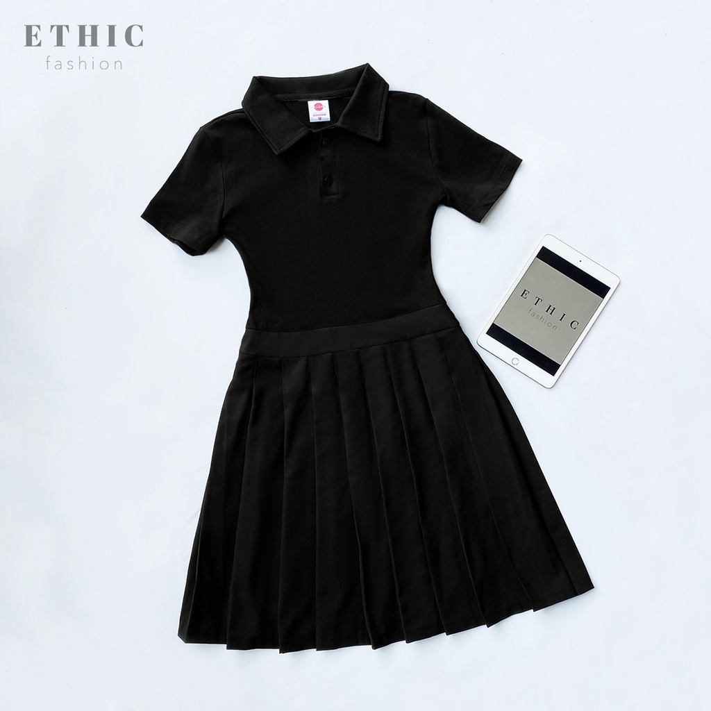 Đầm Polo Cotton Liền Chân Xếp Ly
