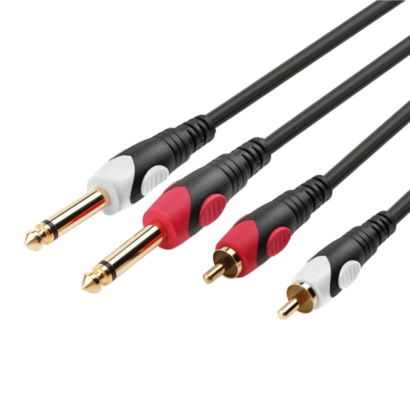 Cáp Chữ Y Nối Dài Chuyển Đổi Đầu Cắm RCA Kép Sang Hai Cổng Cắm RCA 6.35mm 1 / 4 &quot;(6.35mm) TS