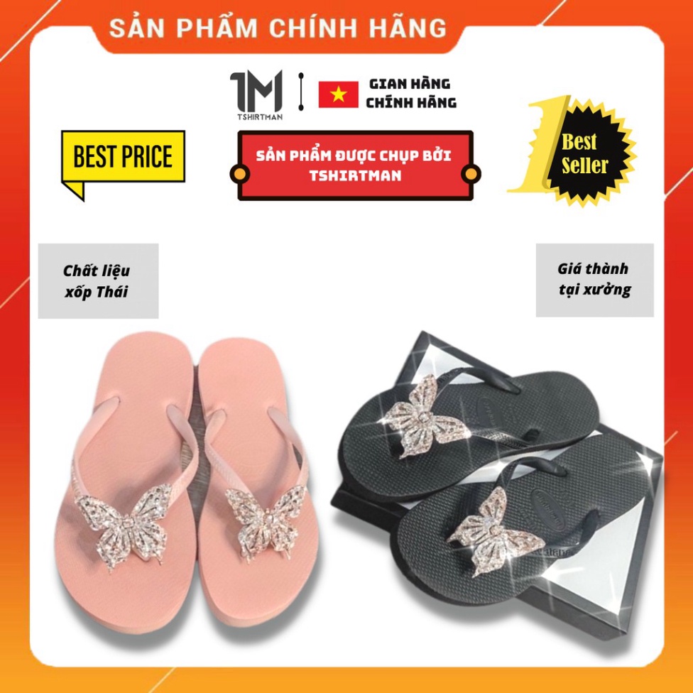 Dép Xốp Thái Nữ Go đính Charm Bướm siêu nhẹ đi trong nhà thoải mái chống trượt Giá thành hợp lí Thời Trang Dép Nam Nữ