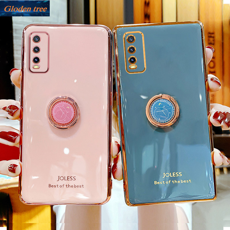Ốp điện thoại có giá đỡ hình đồng hồ sáng tạo cho Vivo Y12S 2021 Y20I Y20 2021 Y20S Y12A Y20A Y21 Y21S Y33S