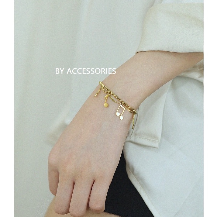 Lắc tay titan xích phối nốt nhạc không gỉ WB2109