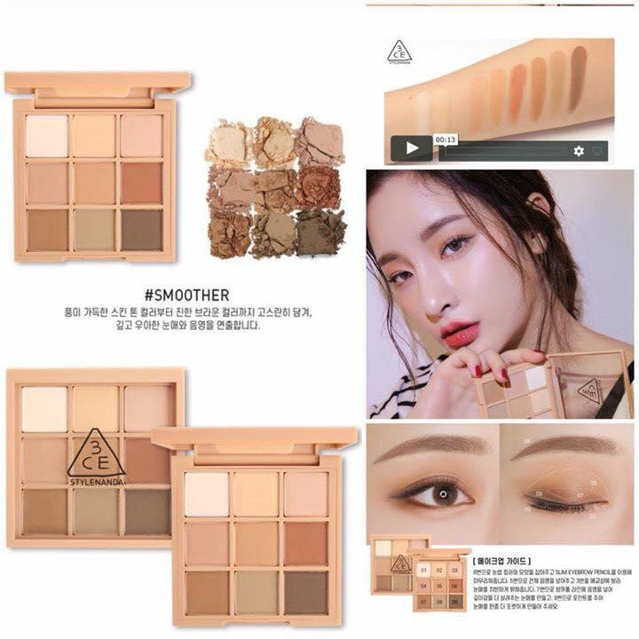 Phấn Mắt 3CE Multi Eye Color 9 ô- Dear nude _ Smoother
