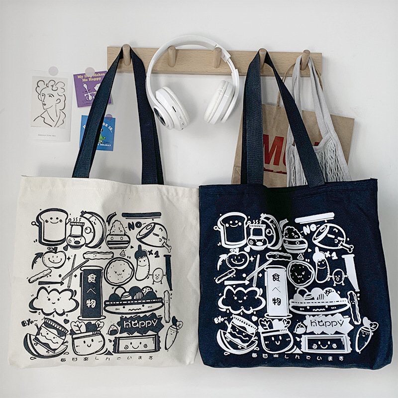 Túi Tote Vải Canvas Nữ Cỡ Lớn Giỏ Xách Thời Trang Hàn Quốc Ulzzang Có Khóa, Đeo Vai Đi Học Đi Chơi Du Lịch