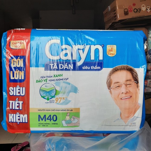 Tã Dán Người Lớn Caryn Siêu Thấm Size M - 40 Miếng Gói Siêu Tiết Kiệm,bĩm dán caryn người già vòng bụng 61-106cm