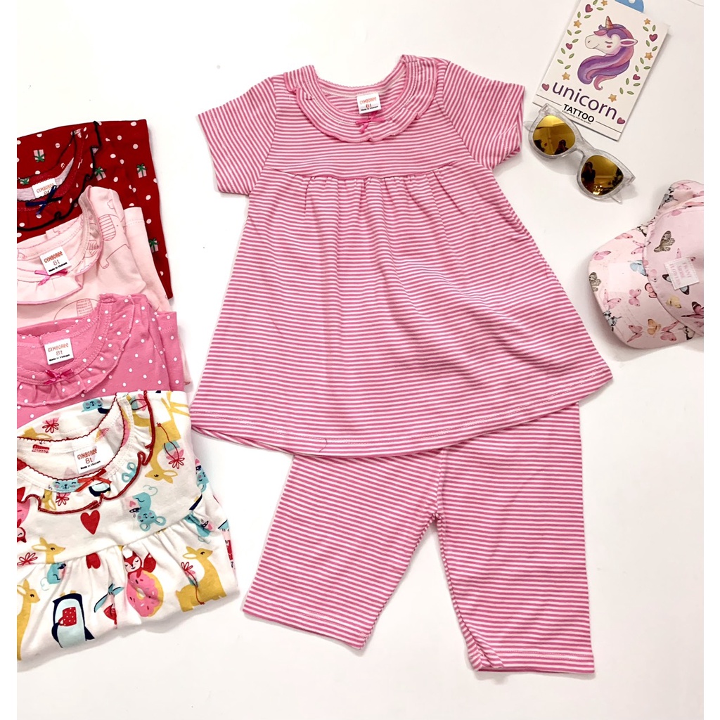 [16-26kg] Bộ hè bé gái cotton bozip áo baby doll cộc tay, quần lửng VNXK bao đẹp