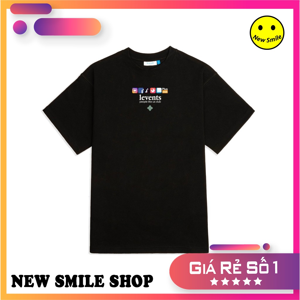 Áo Thun Unisex Local Brand LEVENTS Plusclub/ Black Form Dáng Rộng Tay Lỡ - Full box - Full Tag