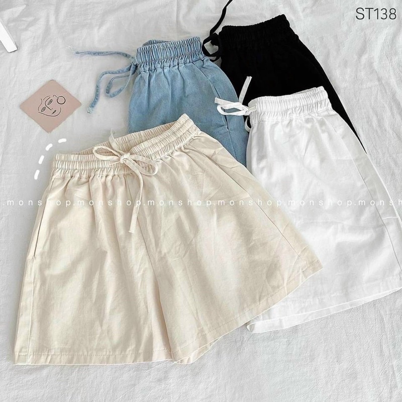 Quần short jean cạp chun ống rộng KH104, quần sooc bò chữ a dáng ullzang cho nữ | BigBuy360 - bigbuy360.vn