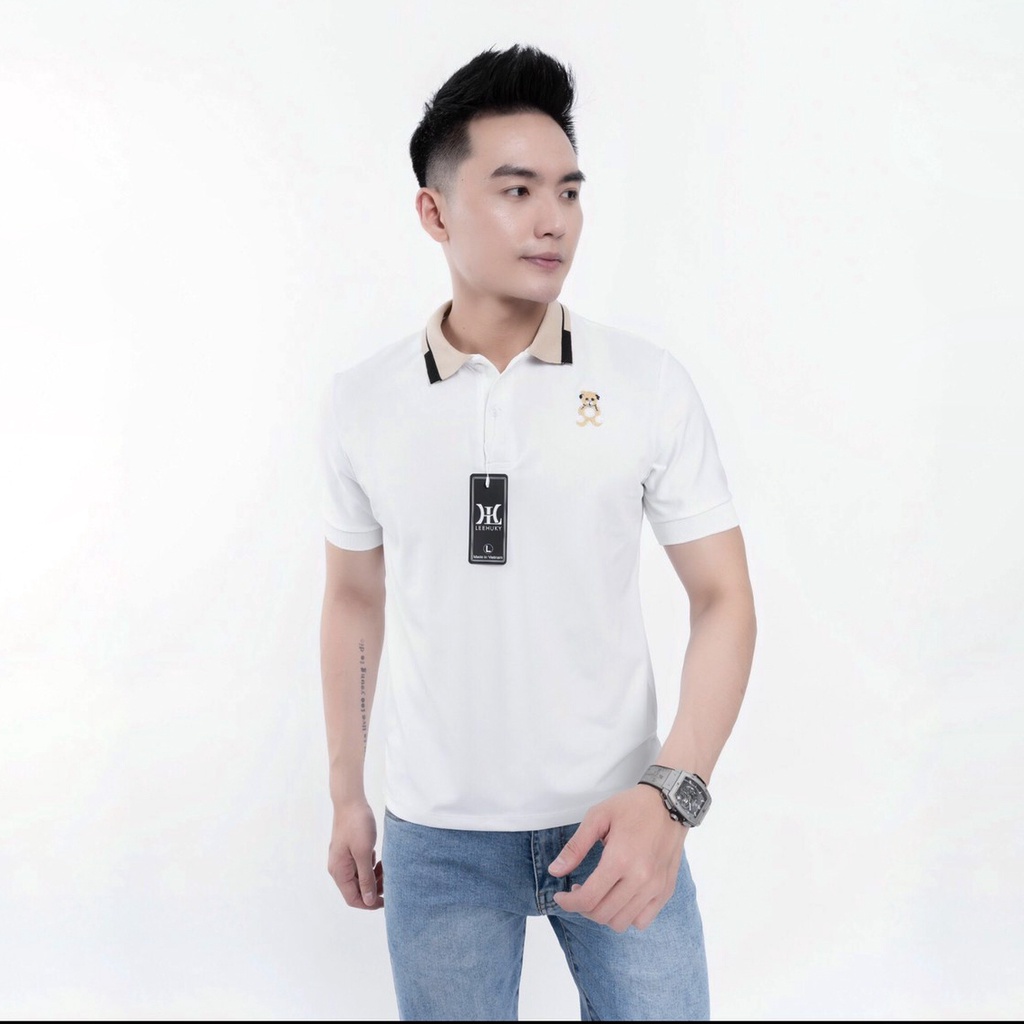 Áo Polo Nam Ngắn Tay cổ bẻ họa tiết Thêu gấu chất liệu vải Cotton cao cấp