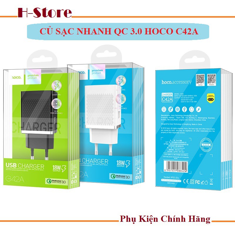 Củ Sạc Nhanh Quick Charge 3.0 Hoco C42A QC3.0 Chính Hãng