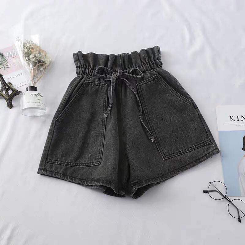 [HÀNG ORDER]_ Quần đùi jeans cạp chun thắt nơ cách điệu đáng yêu sang chảnh xinh đẹp (CÓ ẢNH THẬT CHÈN LOGO SHOP)