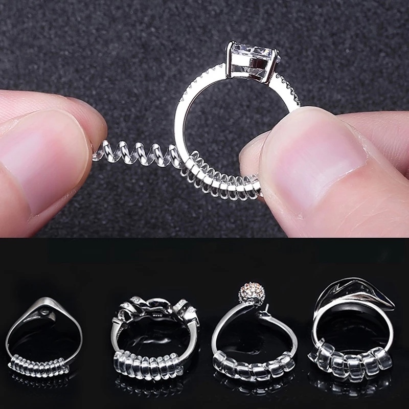1 Túi Dụng Cụ Điều Chỉnh Kích Thước Nhẫn Rời/ Nhẫn Xoắn Ốc Trong Suốt Có Thể Điều Chỉnh Kích Thước Bảo Vệ Trang Sức