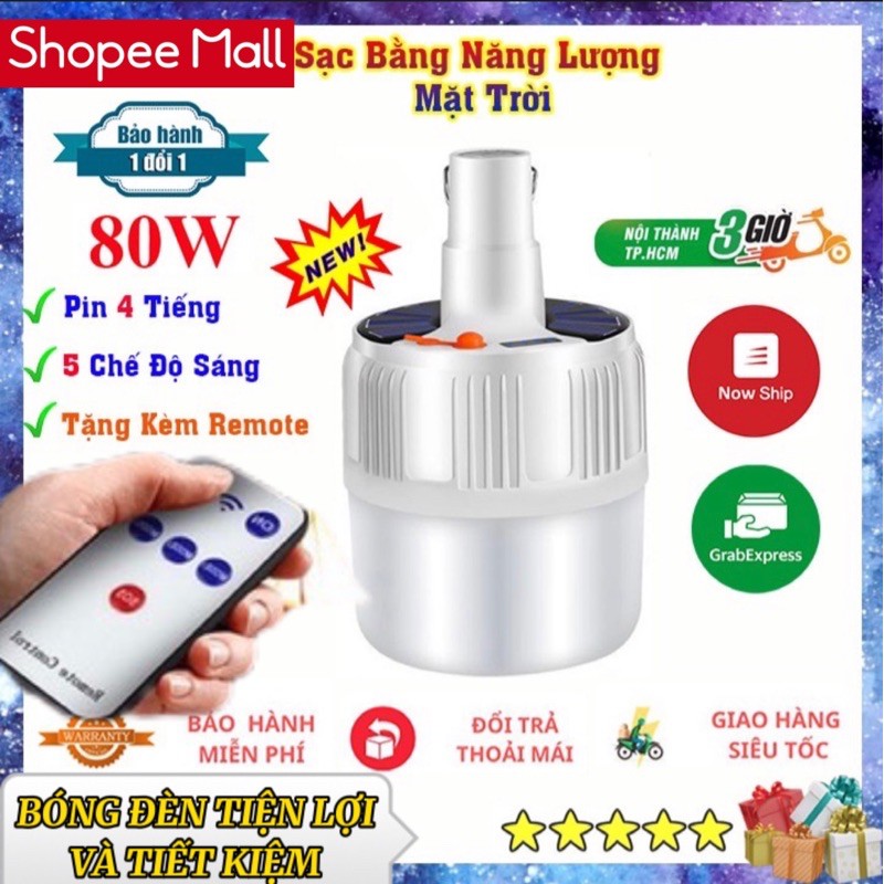 [HÀNG LOẠI 1] Có Remote  BÓNG ĐÈN TÍCH ĐIỆN NĂNG LƯỢNG MẶT TRỜI 100W- BFU Store