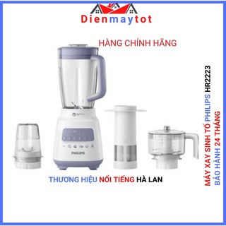 Máy xay sinh tố philips HR2223/00 , Hàng Chính Hãng -Thương hiệu nổi tiếng của Hà Lan -xay trái cây đa năng, xay thịt