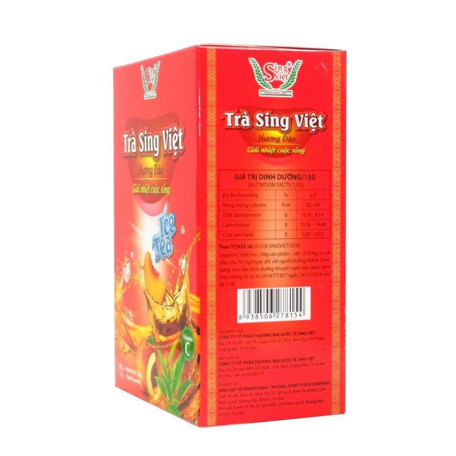 Trà đào Sing Việt 270g (Hộp gồm 18 túi x 15g) giúp bạn hết mệt mỏi giảm stress giải nhiệt cơ thể - HS Shop Thủ Đức