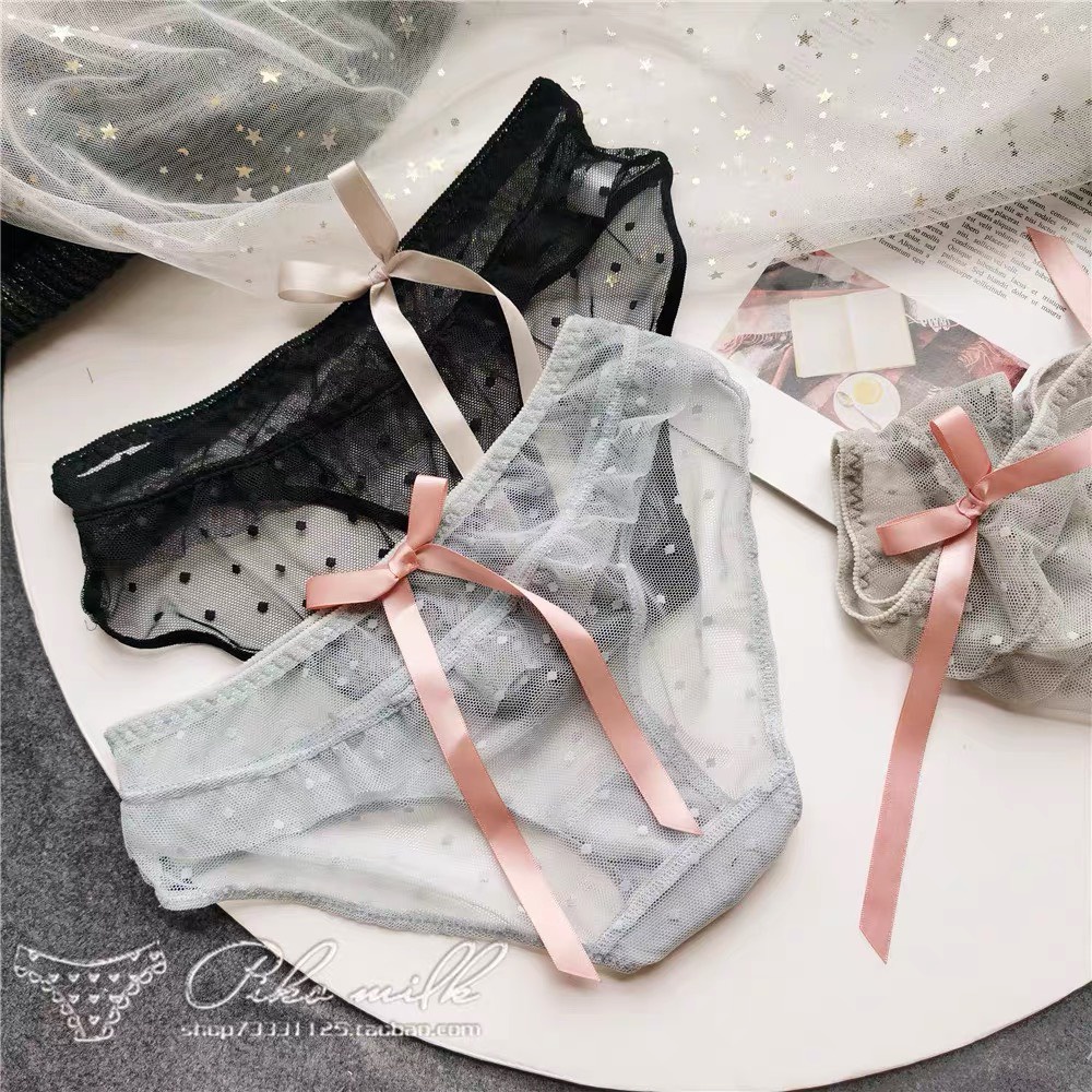 Quần Lót Nữ Ren Bi Nơ Sau Xuyên Thấu Sexy Min Underwear 168205