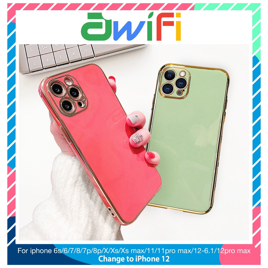 Ốp lưng iphone logo táo viền vuông 6/6plus/6s/6splus/7/7plus/8/8plus/x/xr/xs/11/12/pro/max/plus/promax - Awifi C3-5