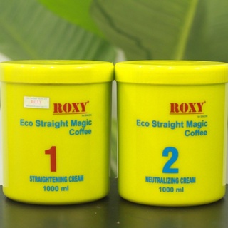 Kem Duỗi Tóc Sinh Thái ROXY Cafe Siêu Mượt Số 1-2 1000mlx2, Phù Hợp Cho Tóc Người Việt, Đanh Sợi Bóng Khỏe