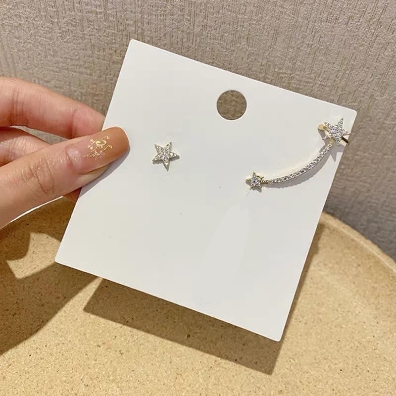 bông tai bất đối xứng hình ngôi sao , khuyên tai dễ thương phong cách hàn quốc đính đá hoa tai kẹp vành