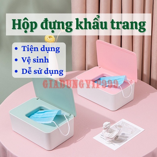 [TIỆN LỢI] Hộp đựng khẩu trang  Hộp đựng khăn giấy đa năng cao cấp chống bụi bẩn có nắp đậy an toàn vệ sinh