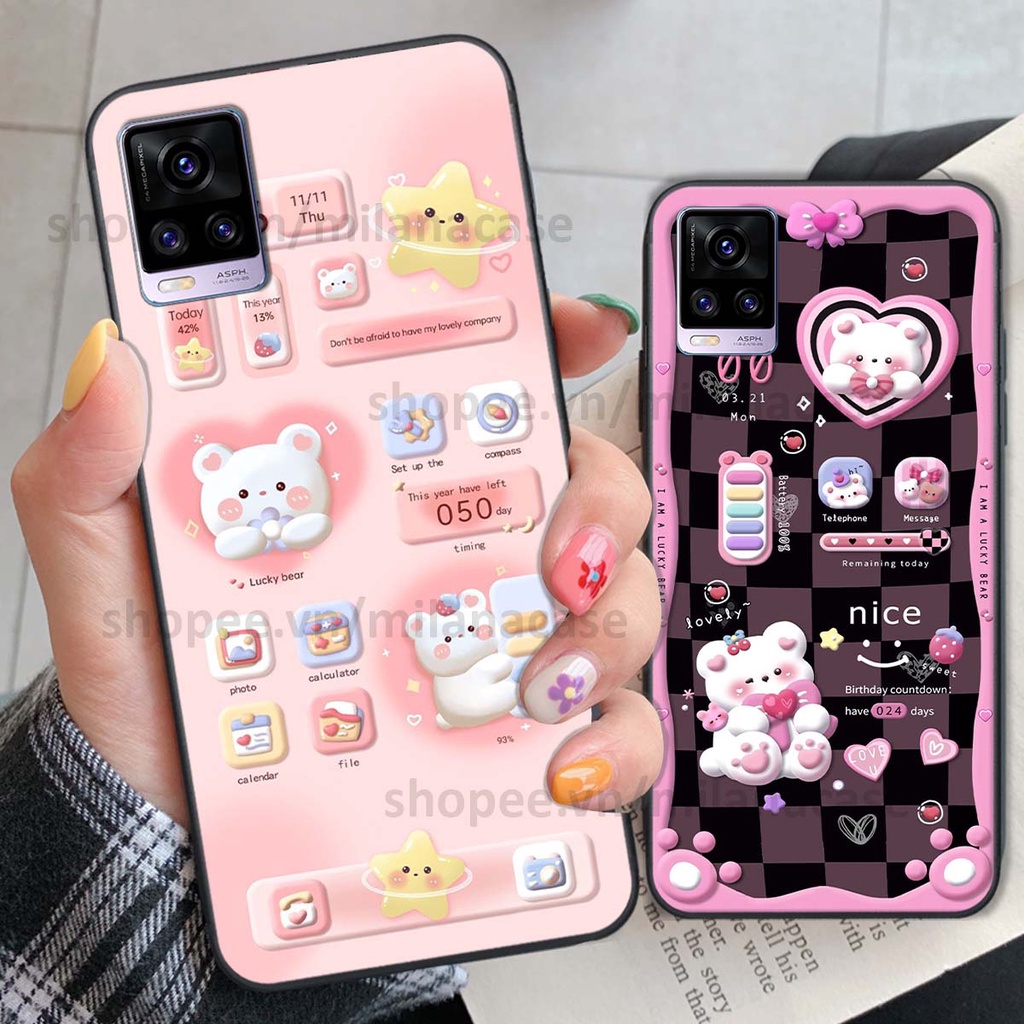 Ốp Vivo V20 hình đồng hồ icon gấu mèo cute cực dễ thương ngộ nghĩnh