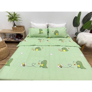 bộ chăn hè 5 món cotton poly ( mẫu khủng long xanh )