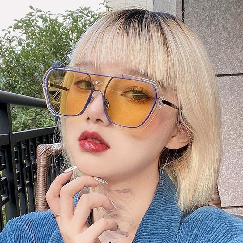 (AIMURUSI) COD Kính Râm Chụp Ảnh Đường Phố Chống Tia UV Màu Đỏ Cỡ Lớn Phong Cách Đường Phố Retro Thời Trang Cho Nam Và Nữ