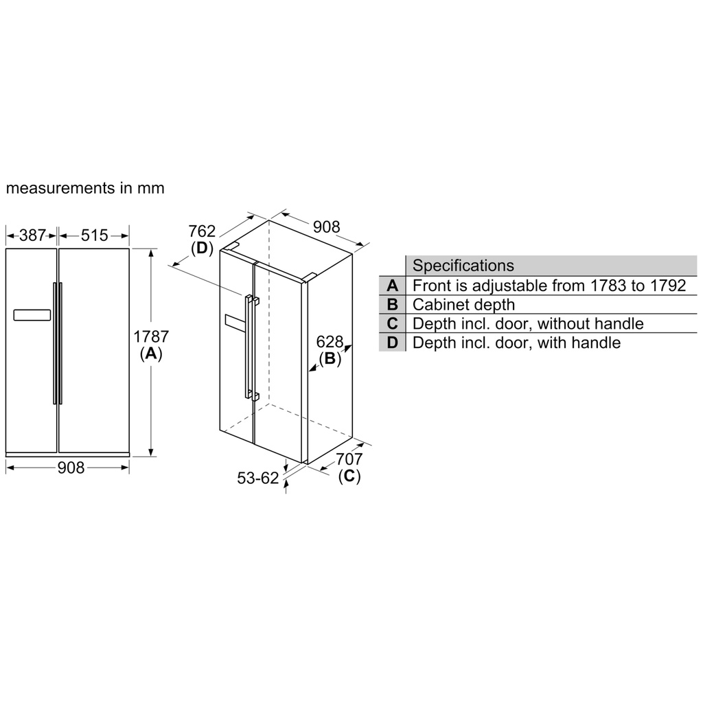 BOSCH HMH.KAN93VIFPG - Tủ Lạnh 2 Cánh Side By Side 580L BOSCH HMH.KAN93VIFPG Series 4