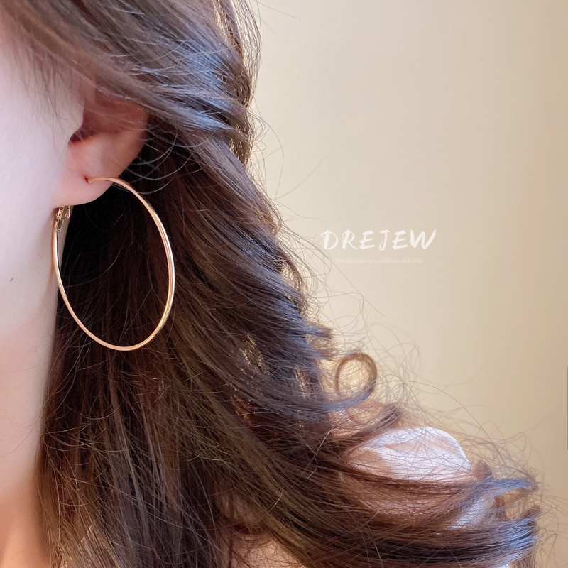 DREJEW Khuyên tai kim loại màu bạc phong cách Âu Mỹ đơn giản thời trang cho nữ