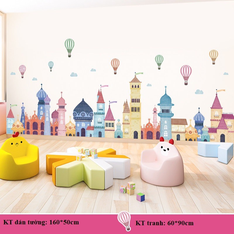 Tranh decal dán tường trang trí decor phòng khách KHUNG ẢNH NGỰA XANH - tranh dán tường phòng khách