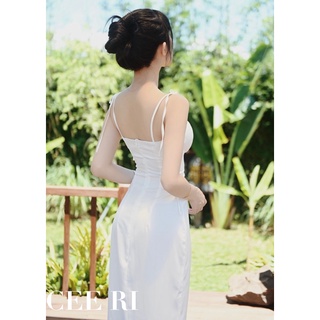 Váy lụa xẻ đùi hai dây cao cấp ( Ảnh thật - Chính chủ CEE RI )