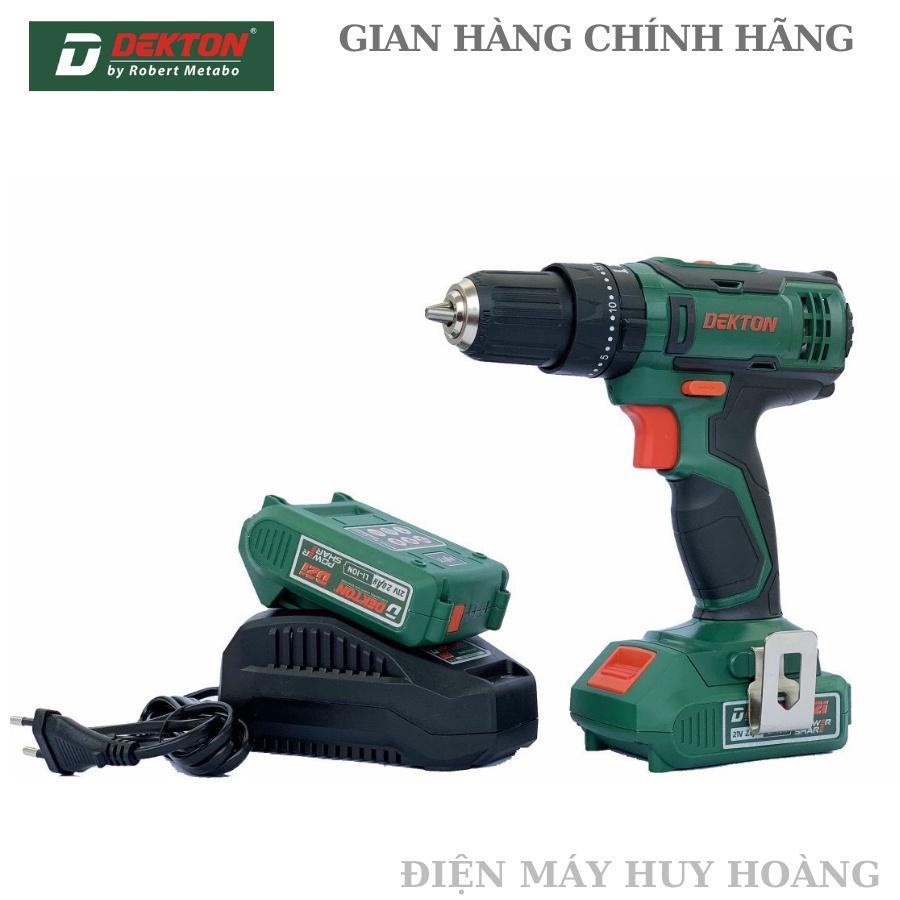 Máy Khoan Pin DEKTON D21-MK10, Pin Li-ion 21V, 2Ah, Đầu Autolock, Khóa Trục 10mm, Có Hộp Nhựa BMC