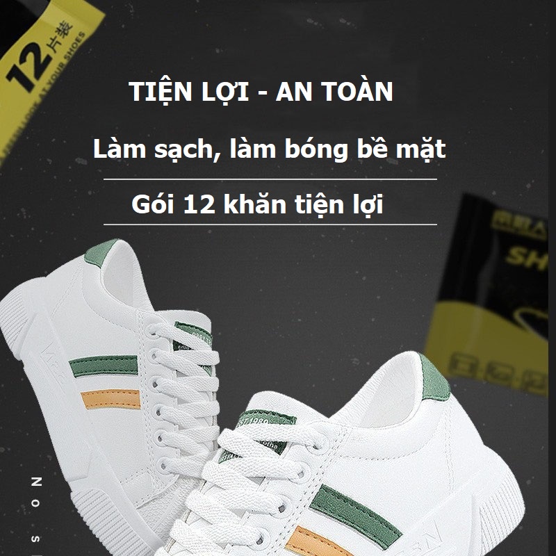 Khăn lau giày Sneaker gói 12 khăn tiện lợi - Quick Wipe phù hợp giày vải và giày da