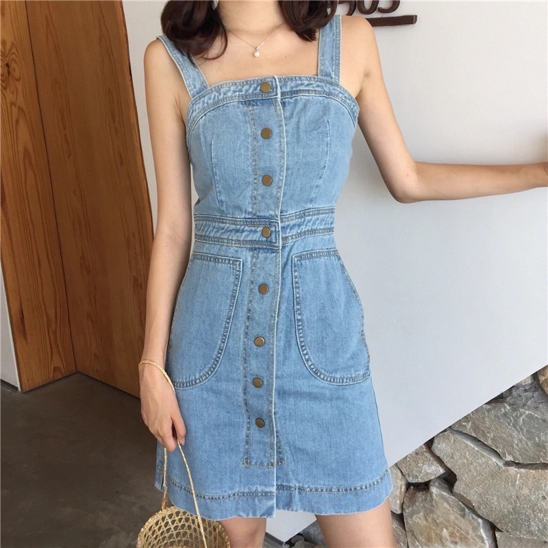 Váy yếm jeans hàng Quảng Châu rẻ đẹp chất lượng