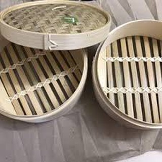 Lồng tre hấp bánh bao, xửng hấp, há cảo - 2 tầng, 2 đáy và nắp