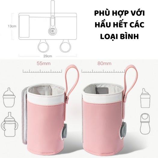 Túi hâm/ Túi ủ ấm bình sữa bằng da cao cấp ABOUTBABY, điều chỉnh 3 chế độ sưởi ấm