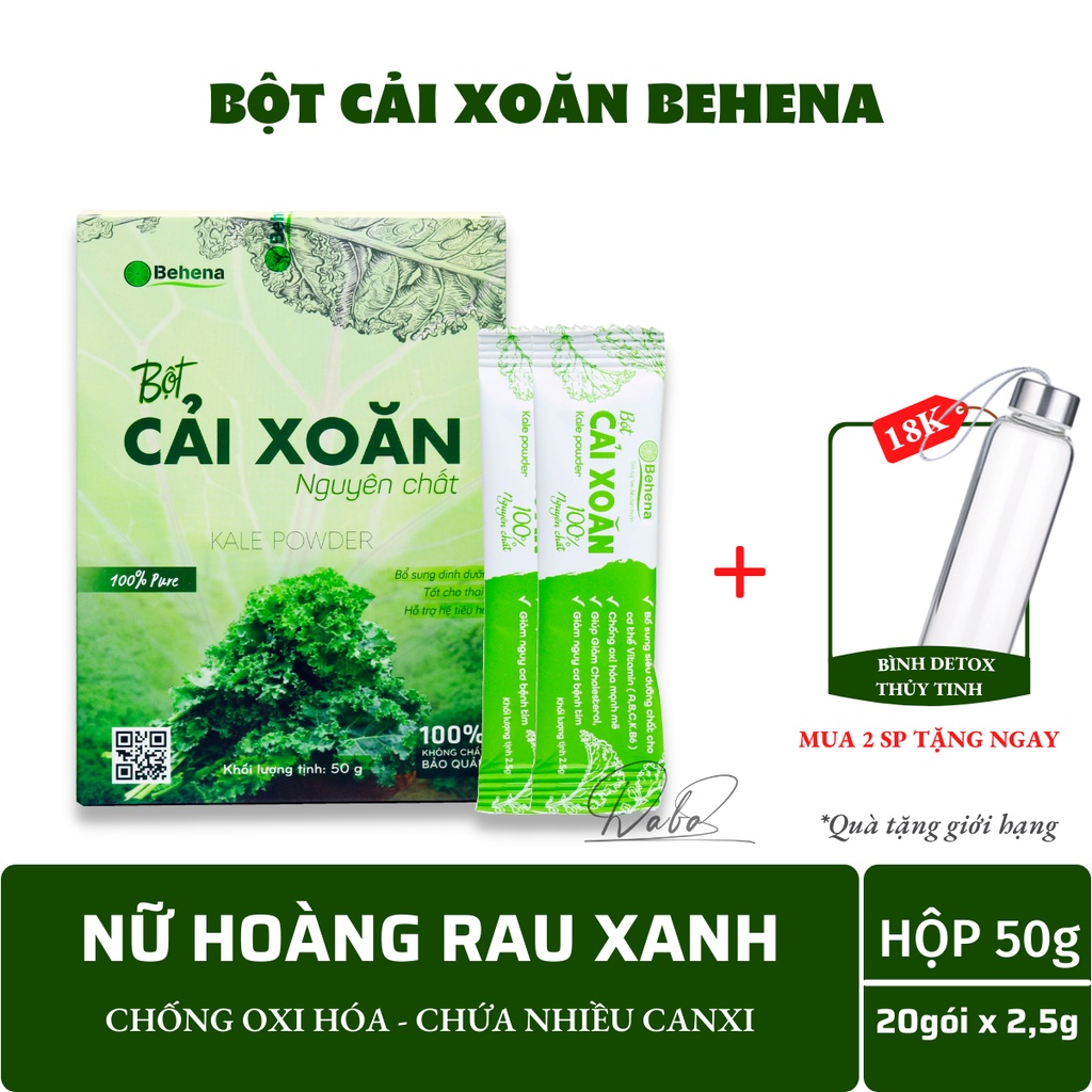 Bột cải xoăn sấy lạnh, giúp tiêu hoá tốt ở người lớn và trẻ nhỏ, giàu chất dinh dưỡng (Hộp 50gram)