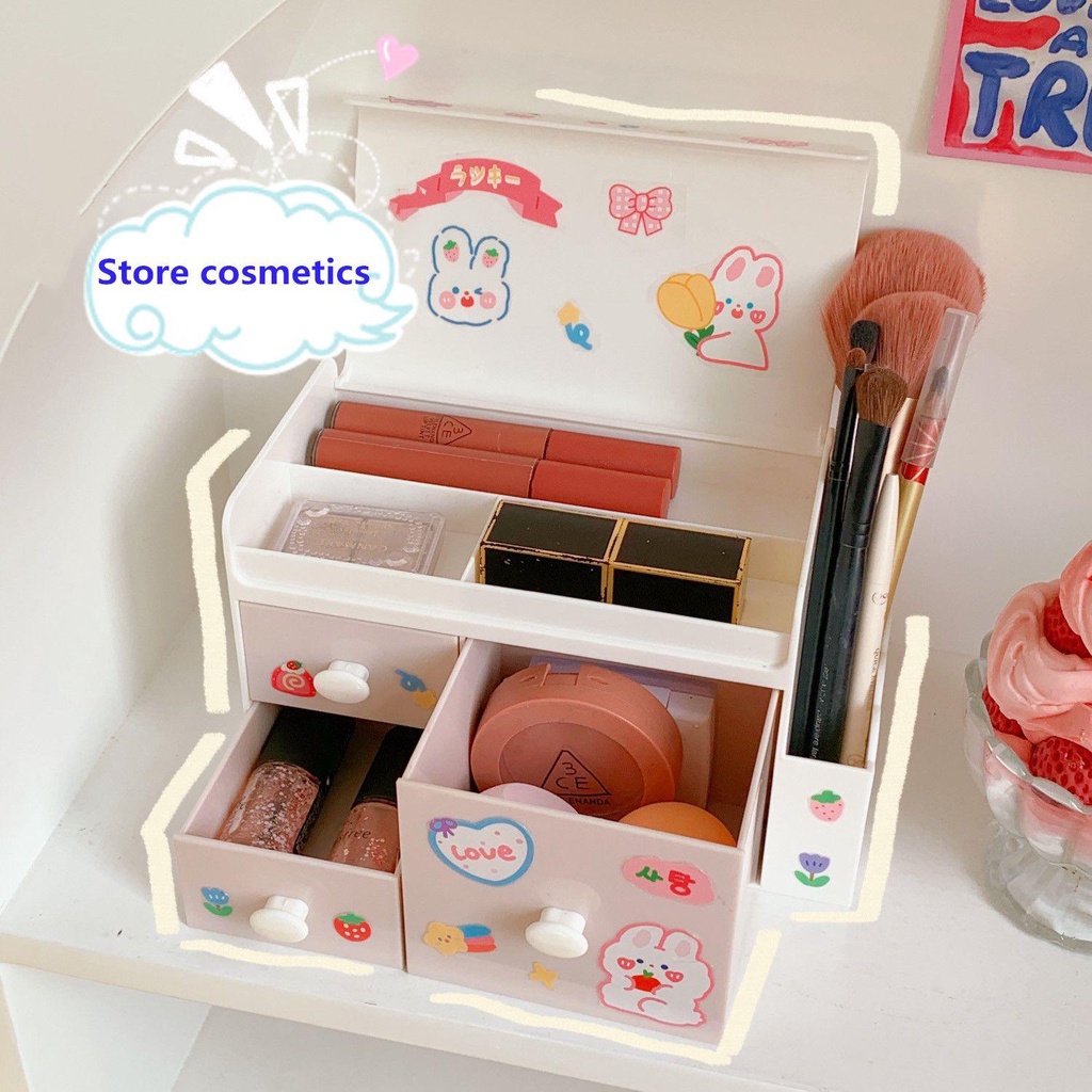 Hộp Đựng Bút / Mỹ Phẩm Sức Chứa Lớn Để Bàn Tiện Dụng Cho Văn Phòng / Trường