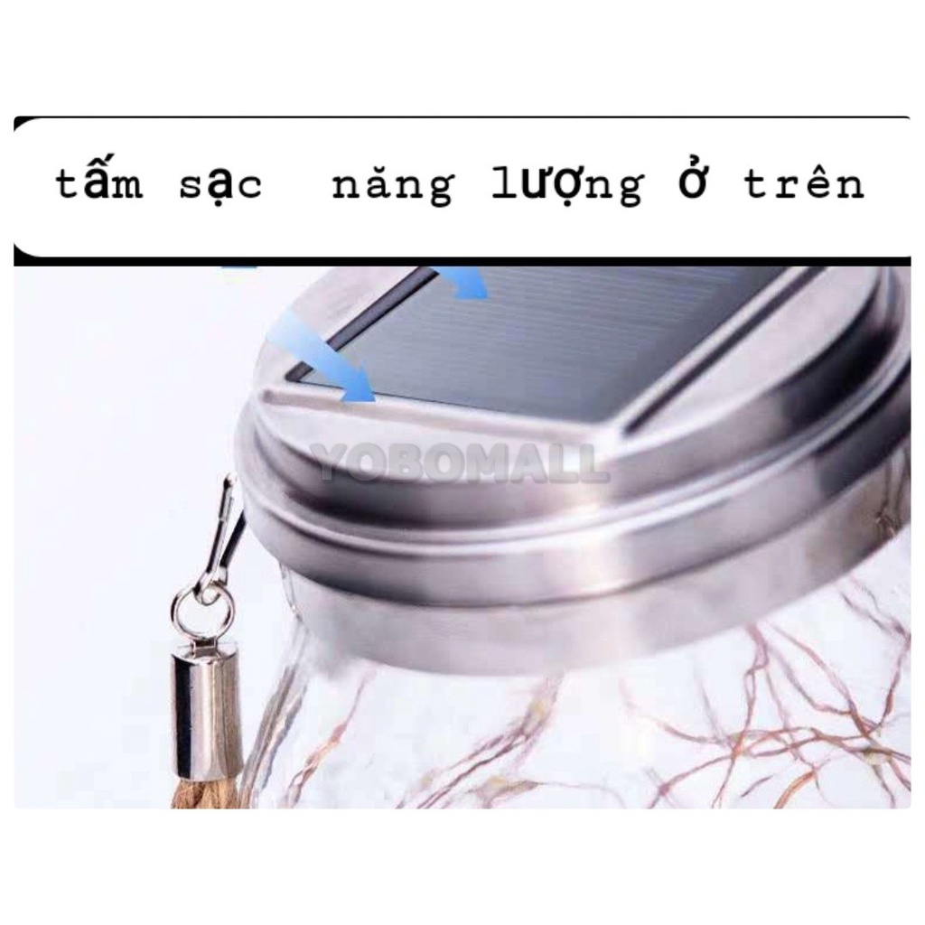 Đèn Led Trang Trí Bình Thủy Tinh Tròn Treo Nhà Hàng, Cà phê, Sân Vườn Năng Lượng Mặt Trời - Yobomall
