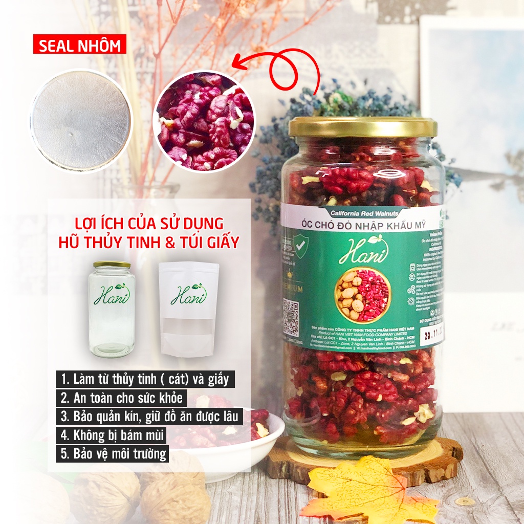 Nhân Óc Chó Đỏ Hartley Mỹ 500g - Hàng Nhập Khẩu Thượng Hạng  Cam Kết Chất Lượng Hani Food