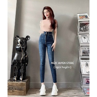 Quần jean lưng cao 2 khuy cạp cao