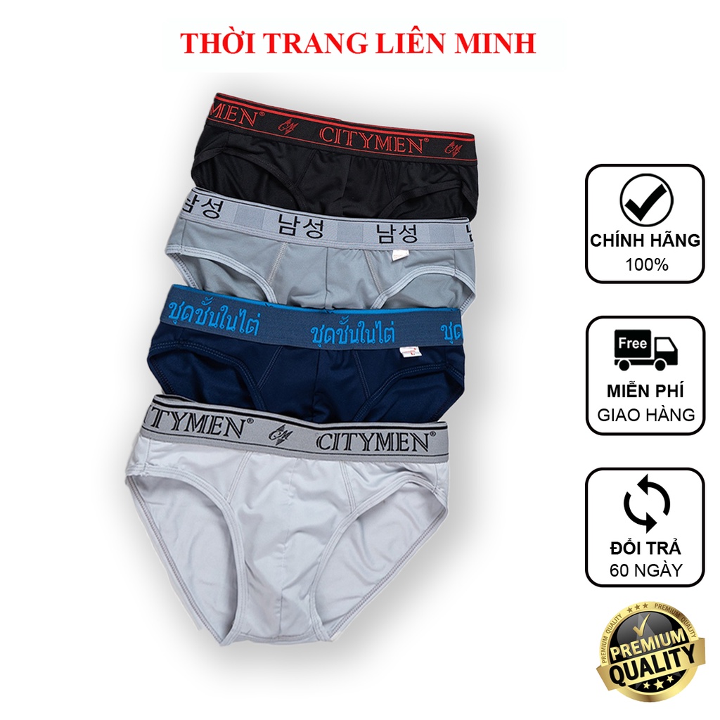 Combo 4 quần sịp nam CITYMEN thun dệt vải lạnh co dãn thấm hút tốt mềm mại thoáng khí bao đổi trả 90 ngày