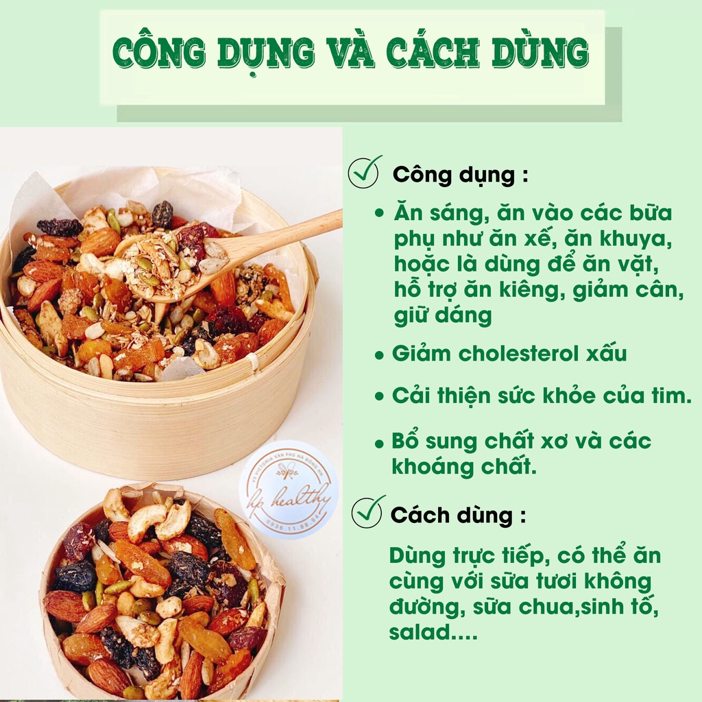 Granola Siêu Hạt, Ngũ Cốc Giảm Cân Thêm Macca, Óc Chó Đỏ, Dừa Khô 12 Loại Hạt - NHALAM FOOD